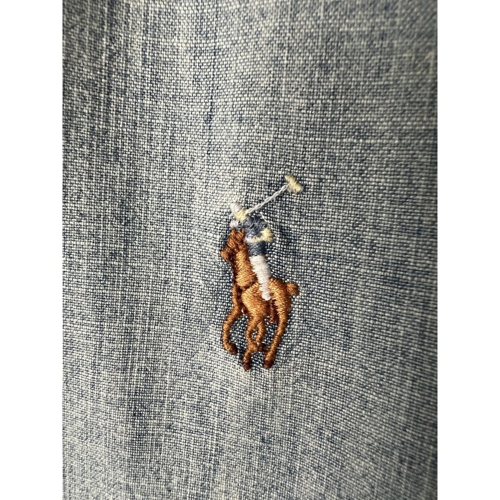 Ralph Lauren Chambray Shirt Mens XL Classic Fit Blue Button Down Pony Cotton - Picture 2 of 8